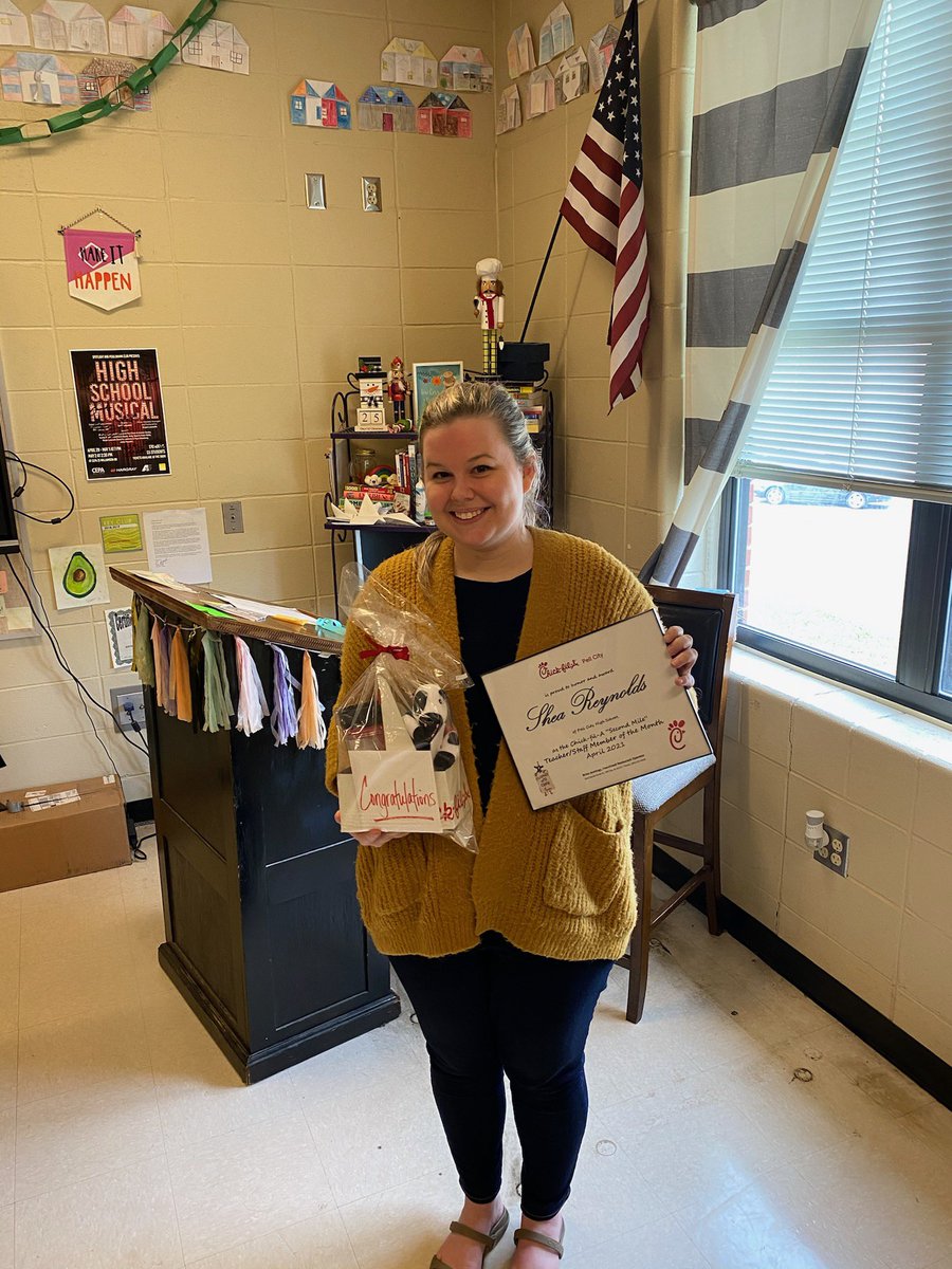 Congrats to Shae Reynolds... Chick-fil-A Teacher of the Month!