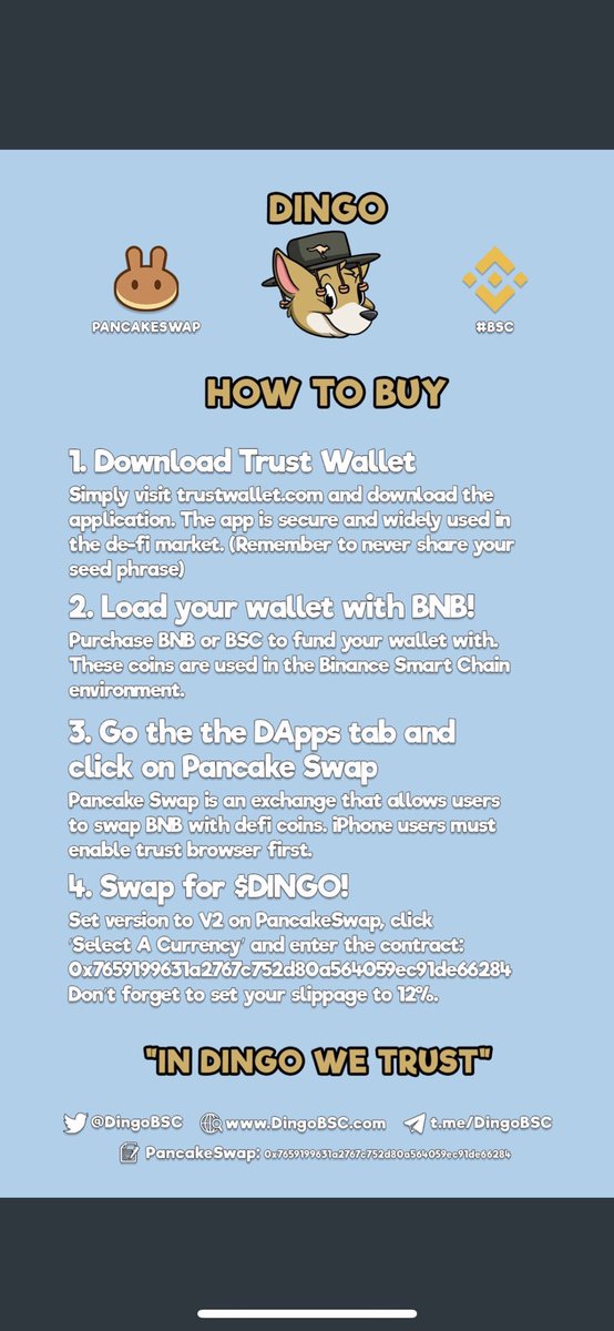 Dingo Token on Twitter "DINGO 🐕 Pancakeswapta list now 🚀 Pancake swap