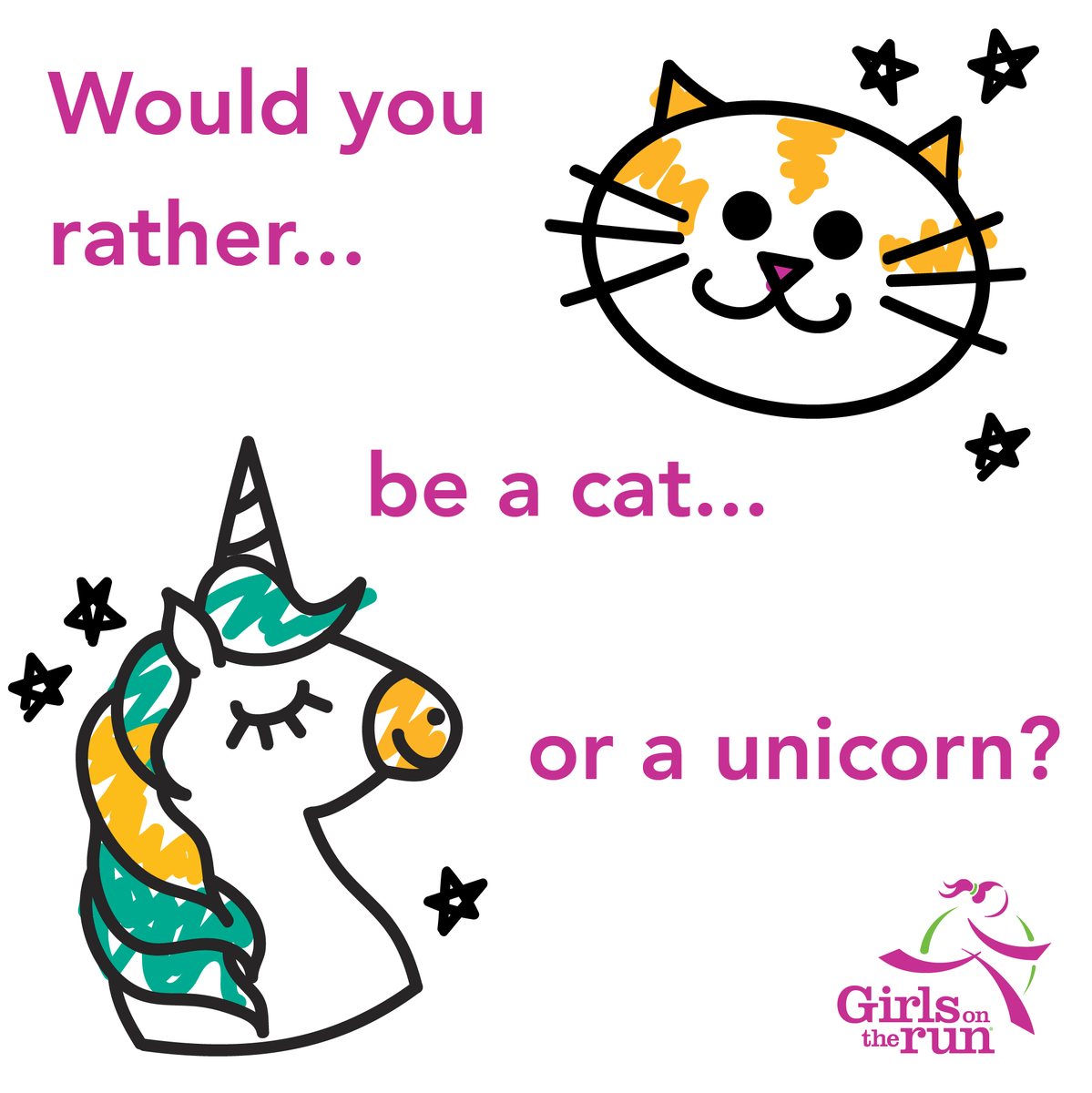 GOTR_Detroit's tweet photo. To help the girls get to know one another and develop bonds, we begin practice with a fun question—often a “would you rather” question. So, would you rather be a unicorn or a cat? Answer in the comments! https://t.co/4DD7D3wMLP