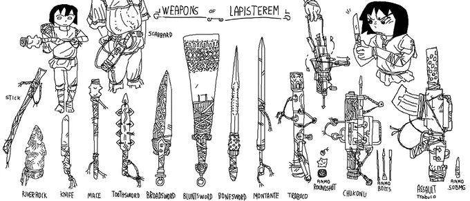 [WEAPONS OF LAPISTEREM]
From shanks to blunt swords, from repeating crossbows to repeating muskets, the technology of this world is as unsafe as it is bruteforced! 