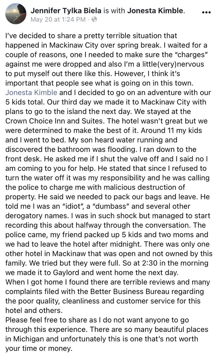 davenewworld_2's tweet image. This is the hotel owner of Crown Choice Inn &amp;amp; Suites in Mackinaw City, Michigan. He hurled insults at a customer and kicked out an innocent family in the middle of the night because their room got flooded.

Full story:
facebook.com/620404775/post…