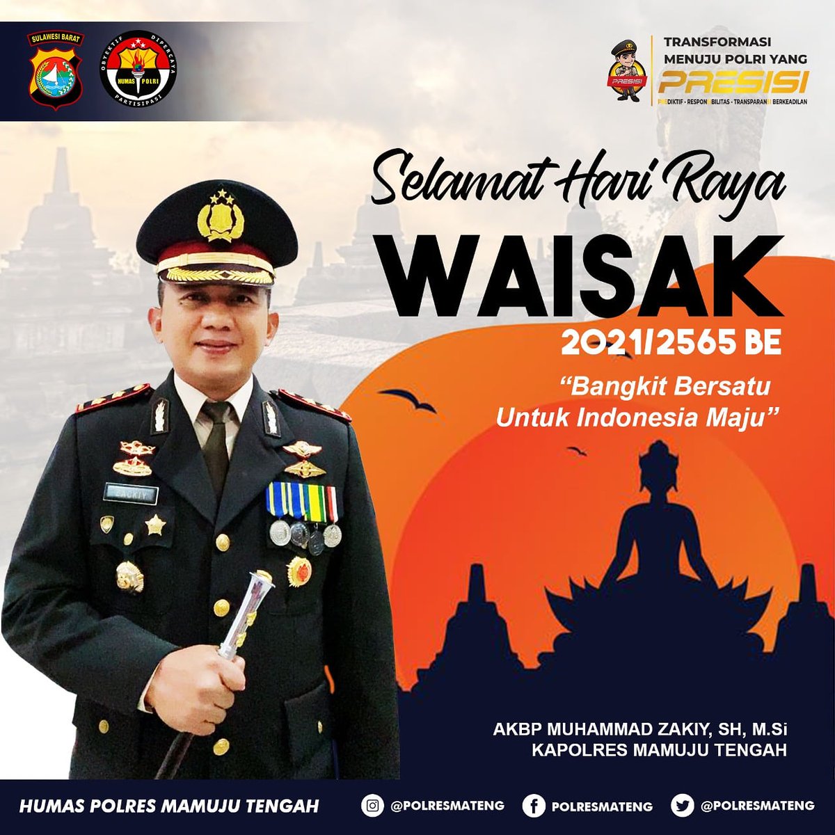 polresmateng's tweet photo. Kepala Kepolisian Resor Mamuju Tengah beserta Staf dan Jajaran
.
Mengucapkan Selamat Hari Raya Waisak 2021
2565 Tahun Buddhis/2021
.
.
@divisihumaspolri @humas_polda_sulbar @polisi_indonesia @halo_polisi @berita_polisi https://t.co/NAhonV0Xou