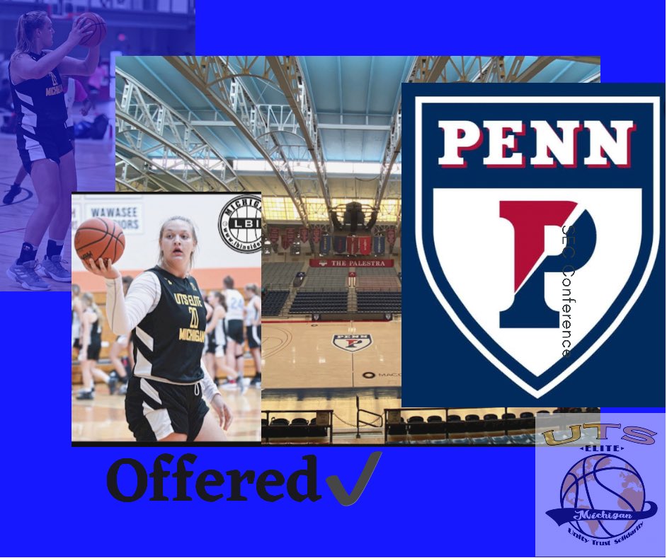 Excited &amp; Blessed to receive my 10th offer from <a href="/PennWBB/">Penn Women's Basketball</a>. I want to give a special thanks to Coach <a href="/MikeMcLaughli/">Mike McLaughlin</a> &amp; Staff #GoQuakers🔵🔴 #IvyLeague

@UTS_Inc_Sports
#TheUTSway🔑