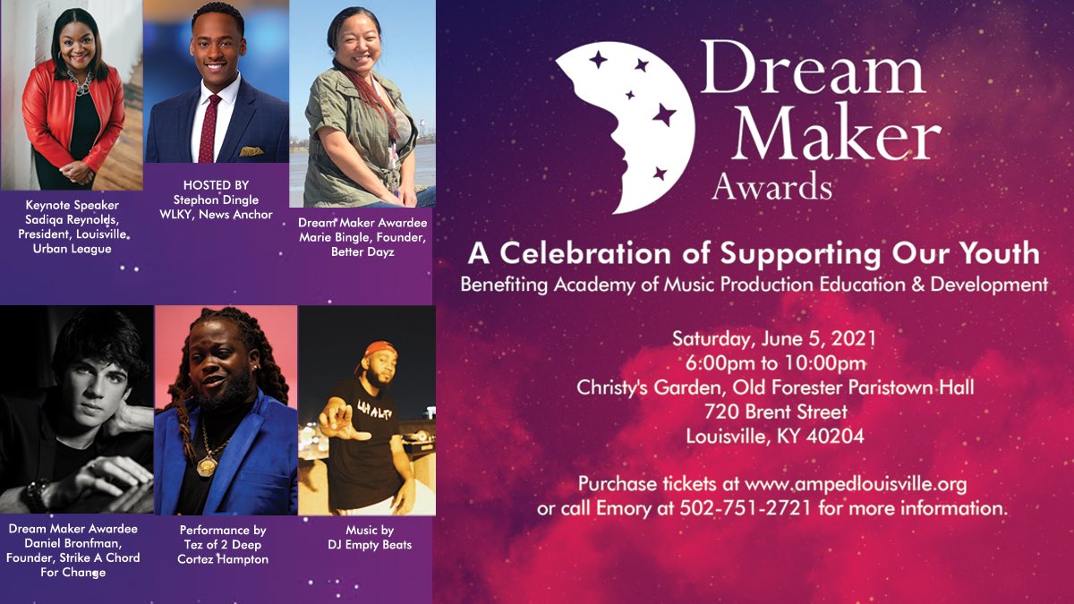 MrDaveChris06's tweet photo. @AMPEDLouisville Dream Maker Awards Dinner @Stephon_Dingle @LouisvilleUL @SadiqaReynolds @ticketwaxter @davewillchris @WLKY  @jdm1906 @FAMUBen_1887 @FundfortheArts @bensollee @JonWooGotBEATS @EmptyBeats https://t.co/o6AA8N6hgI
