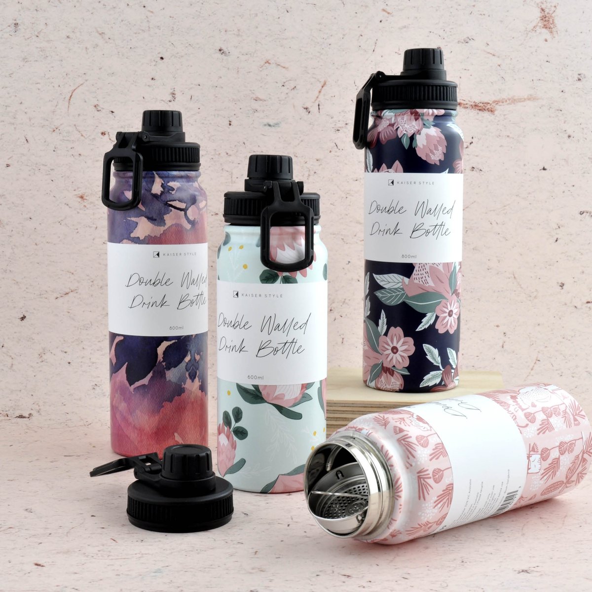 kaisercraft's tweet photo. NEW | Designed to be different, our new double-walled stainless steel drink bottles are suitable for hot or cold liquids! #kaisercraft #kaiserstyle https://t.co/zqW33fdZ0e