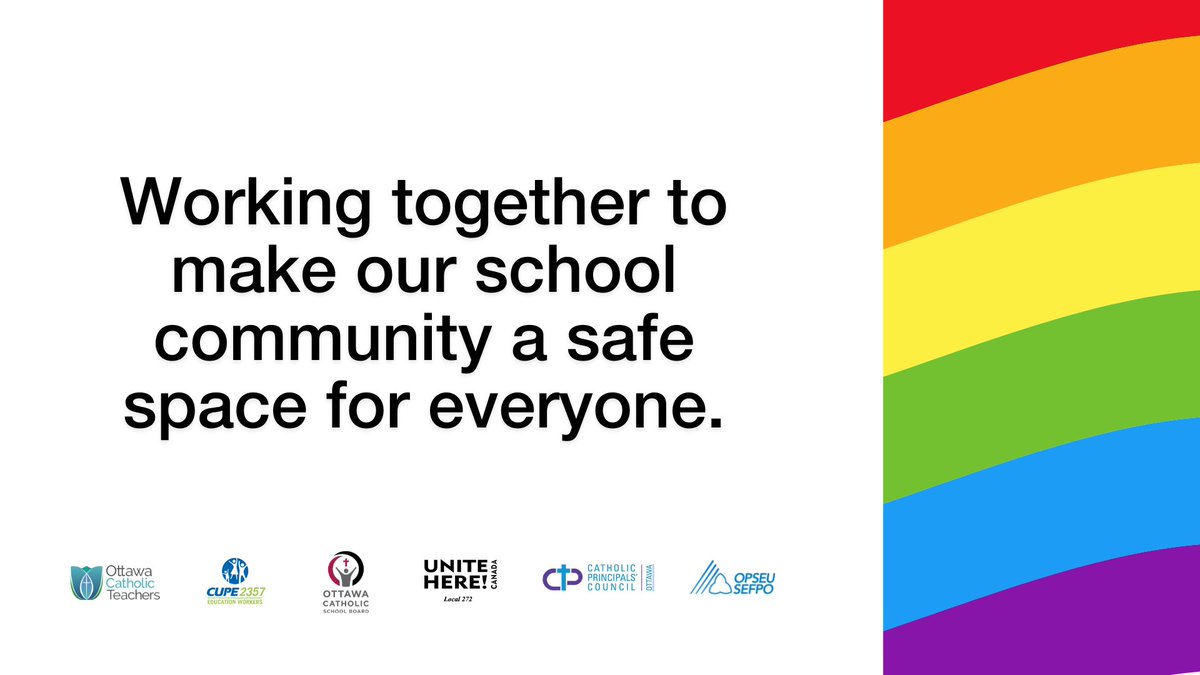 The Ottawa Catholic School Board, like many large urban Catholic School Boards, will fly the Rainbow or Progress flag at their Board Offices, commencing this June 2021. 🏳️‍🌈🏳️‍⚧️ Read our full update: ocsb.ca/2021/05/25/pre… #ocsbEquity #ocsbBeCommunity #PrideMonth
