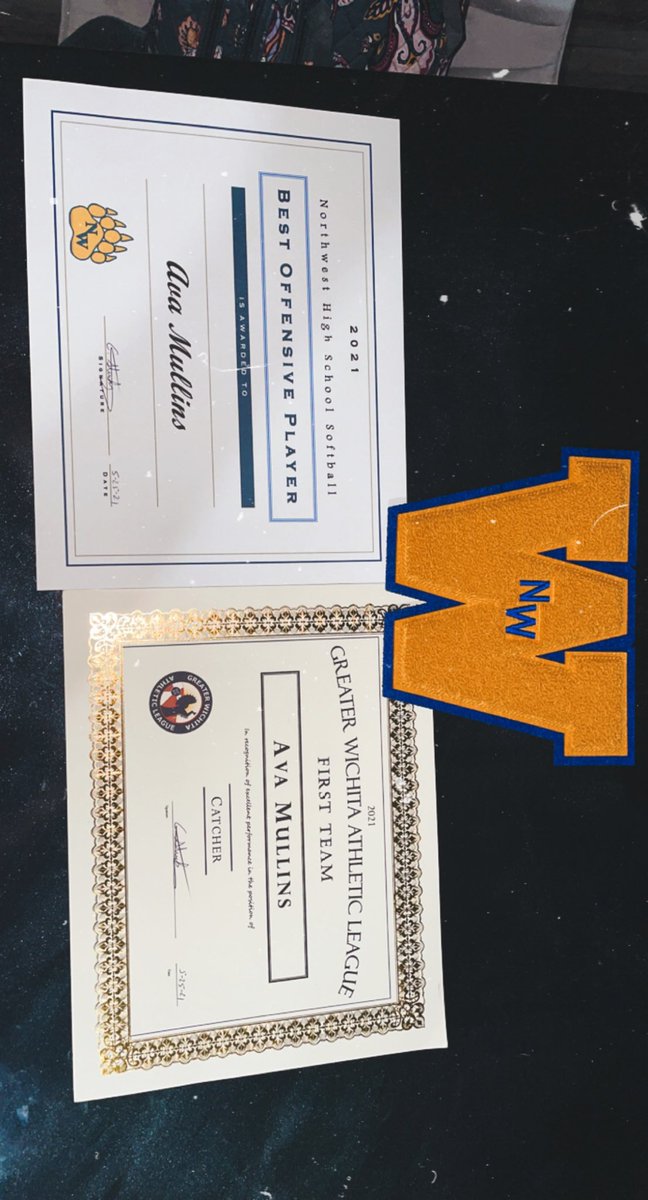I finally got my letter and first team gwal catcher award #covid <a href="/Wichita_NW/">Wichita Northwest HS</a> <a href="/IGPremier23/">Impact Gold National</a> <a href="/BaylorSoftball/">Baylor Softball</a> <a href="/TexasTechSB/">Texas Tech Softball</a> <a href="/UHCougarSB/">Houston Softball</a> <a href="/OCeaglesSB/">OC Softball</a> <a href="/MizzouFootball/">Mizzou Football</a> <a href="/GriffonSoftball/">Griffon Softball</a> <a href="/UTSASoftball/">UTSA Softball</a> @CoachHill_NOC <a href="/MeanGreenSB/">UNT Softball</a> #grizzlies