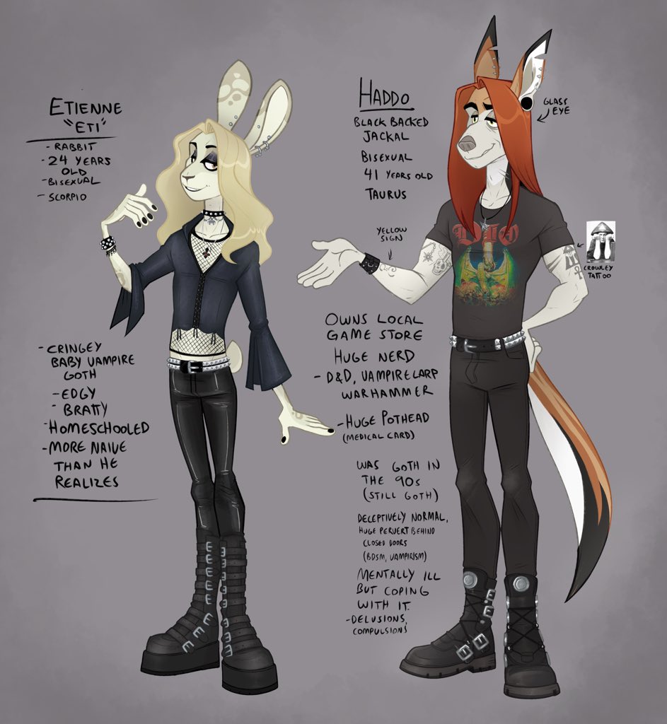 Finished this just for fun, cringey goth boyfriends Haddo &amp; Eti (eti belongs to <a href="/pulpfurry/">Mr. Wife</a>)