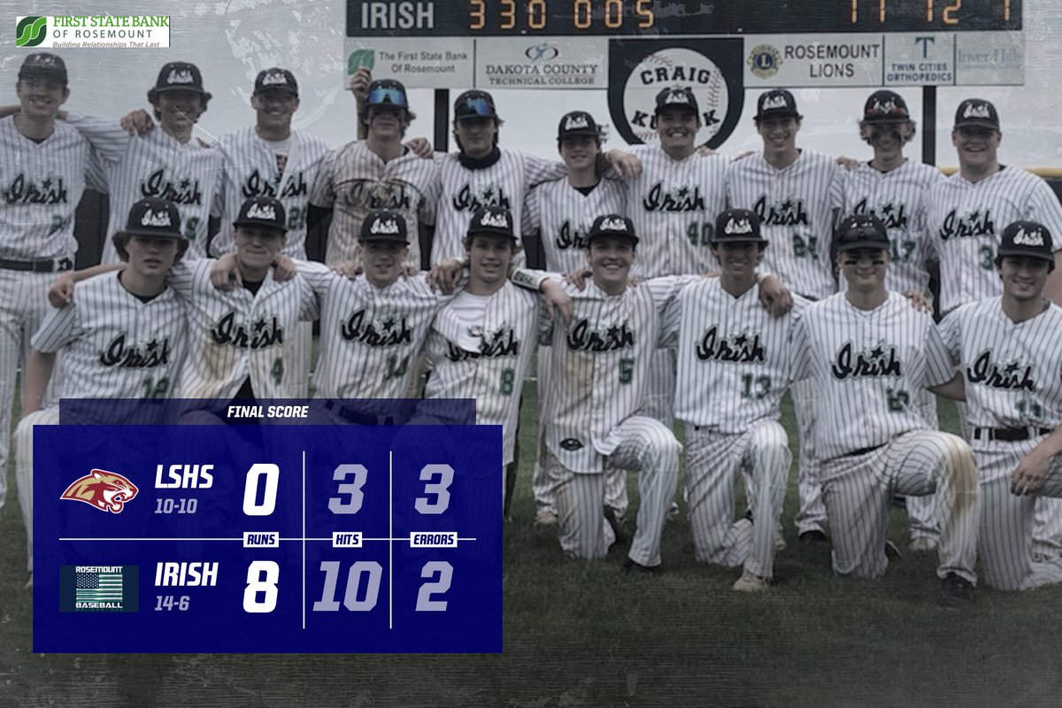 IrishBaseballMN's tweet photo. Great outing by Ben Baiel, 12K Shutout.  Q closed the door with a K.  Ratz 3-4 at the dish. Good way to end the regular season.  Playoffs begin Monday at 4:30! #WER1 #BlueCollarBaseball https://t.co/HJR0OrnKzO