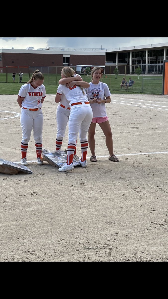 🥎Hannah, Paige, &amp; Maddy you have left your lasting imprints on the Winhawk softball program!                    Thank you!!!                                                     Senior Night was a success as Winhawks take down Red Wing!@hannahlee4899 <a href="/Paige_Grafton/">Paige Grafton</a> <a href="/madddycyert/">maddy</a>