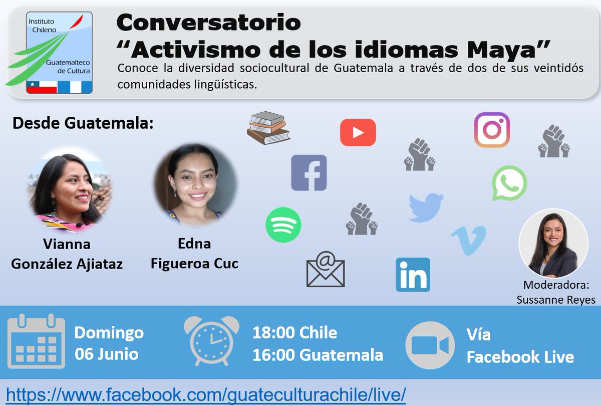 ICGC1's tweet photo. Domingo 06-junio (18:00 Chile), Conversatorio "Activismo de Idiomas Maya", aquí: https://t.co/9HKHX8PONt https://t.co/0iCOHQeulj