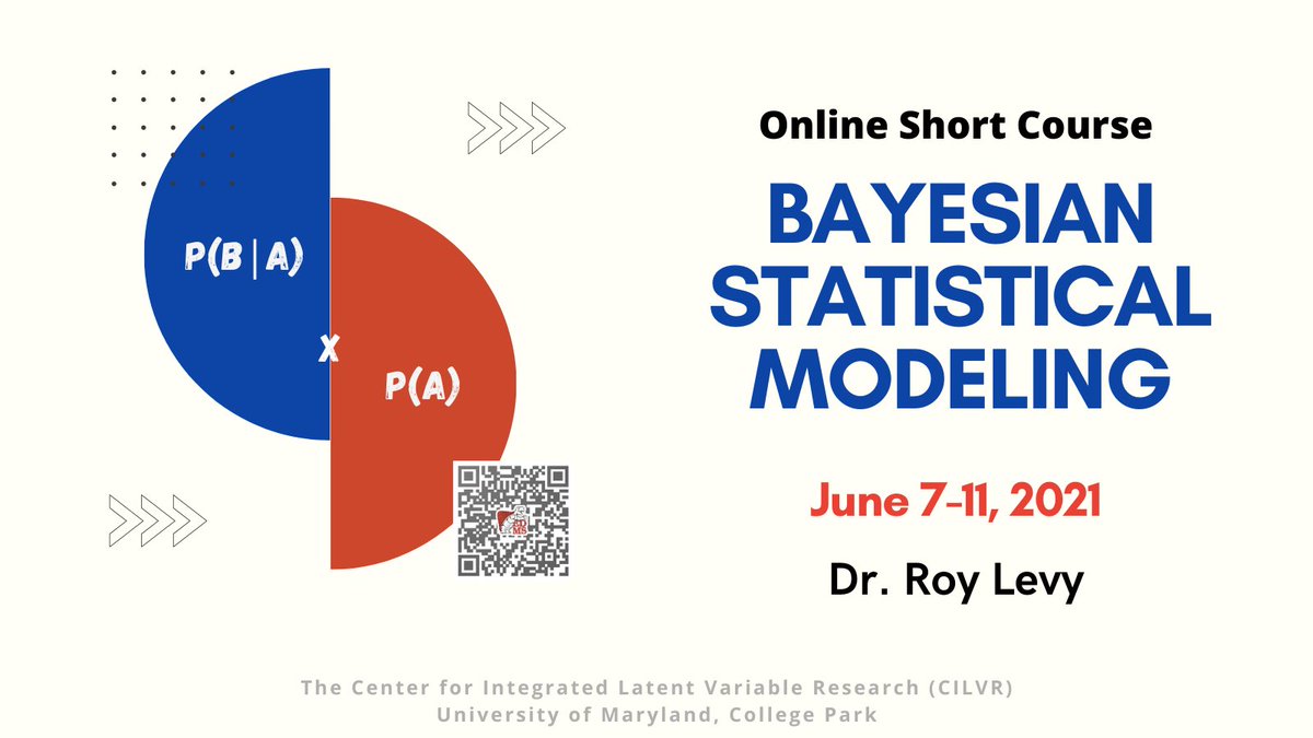Time to update your 'prior' knowledge! Join us for the upcoming online workshop on Bayesian Statistical Modeling taught by Dr. Roy Levy <a href="/RoyLevy11/">Roy Levy</a>. Find more info at education.umd.edu/bayes-2021

<a href="/GregoryRHancock/">Gregory R. Hancock</a> @EDMSatUMD