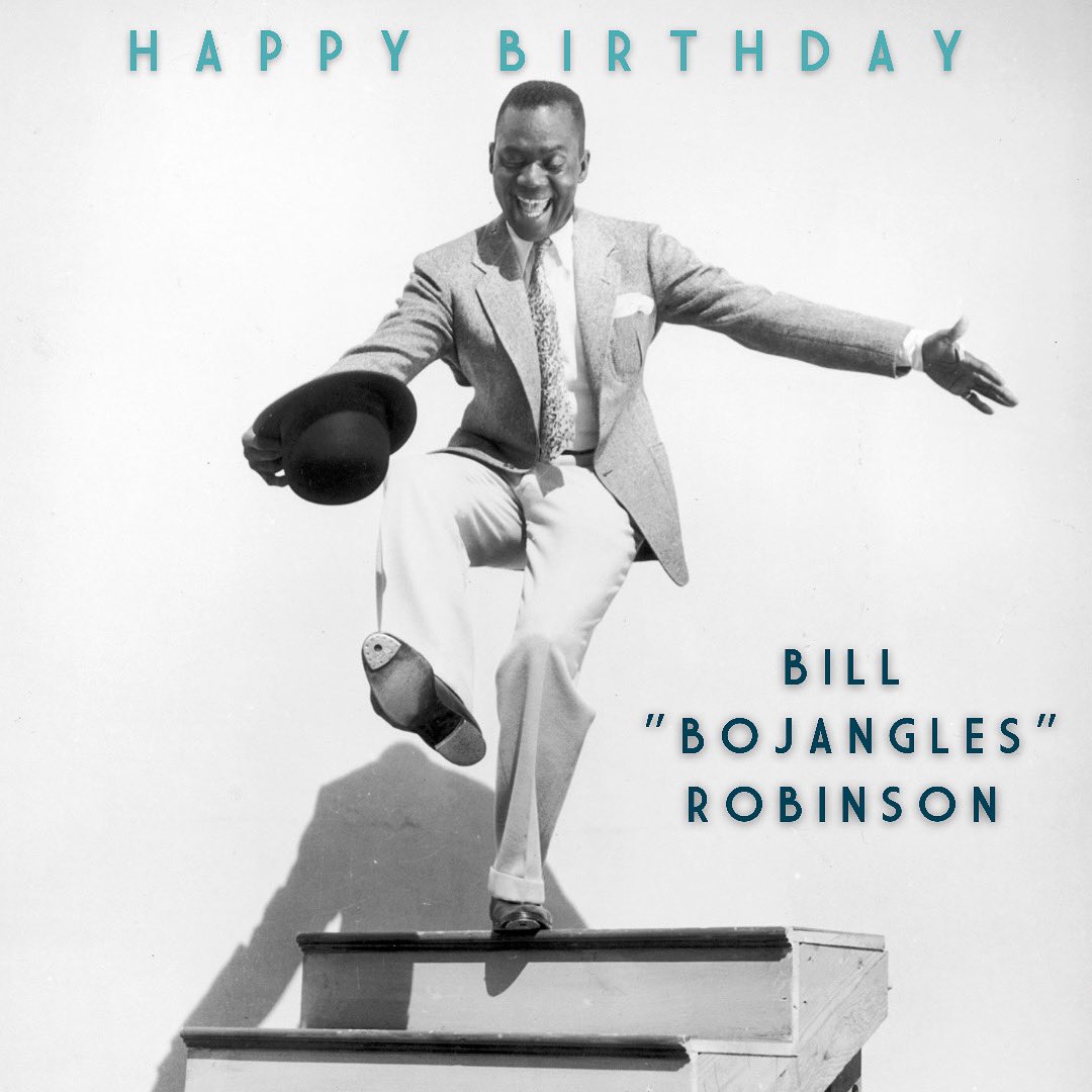 Bill ‘Bojangles’ Robinson (1878–1949)

May 25th was chosen to commemorate the birth of Bill Robinson and his outstanding contribution to the art of tap dancing on both stage &amp; in film through the unification of diverse stylistic &amp; racial elements. #NationalTapDay #IAMBLACKEDANCE