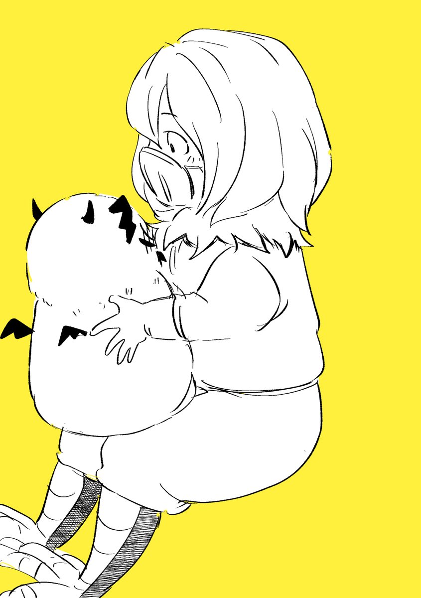 今日のらくがき タイムスリップしてきたもふえごとちびっこしちろうくん 留 豆板醤 のイラスト