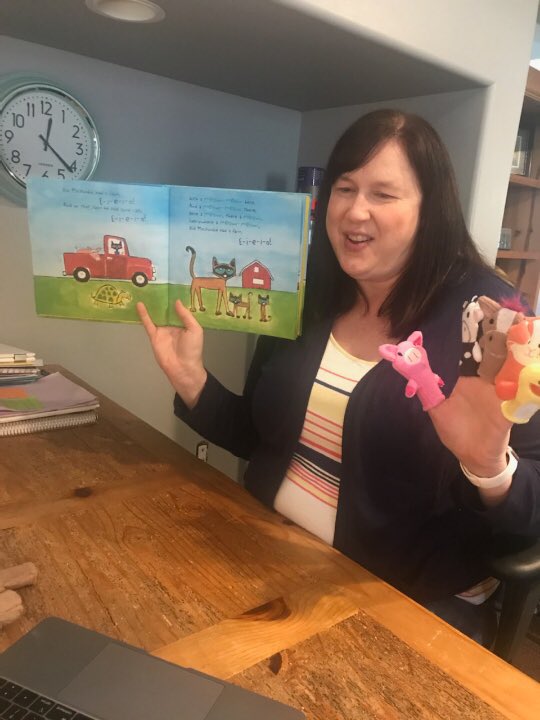 PCcrce's tweet photo. Miss Jocelyn’s own children took a few photos of her singing Old Mac Donald to one of her Pre-primaries virtually.  #nspreprimary @CCRCE_NS #balance #playtolearnathome https://t.co/Qaw37CBVCd