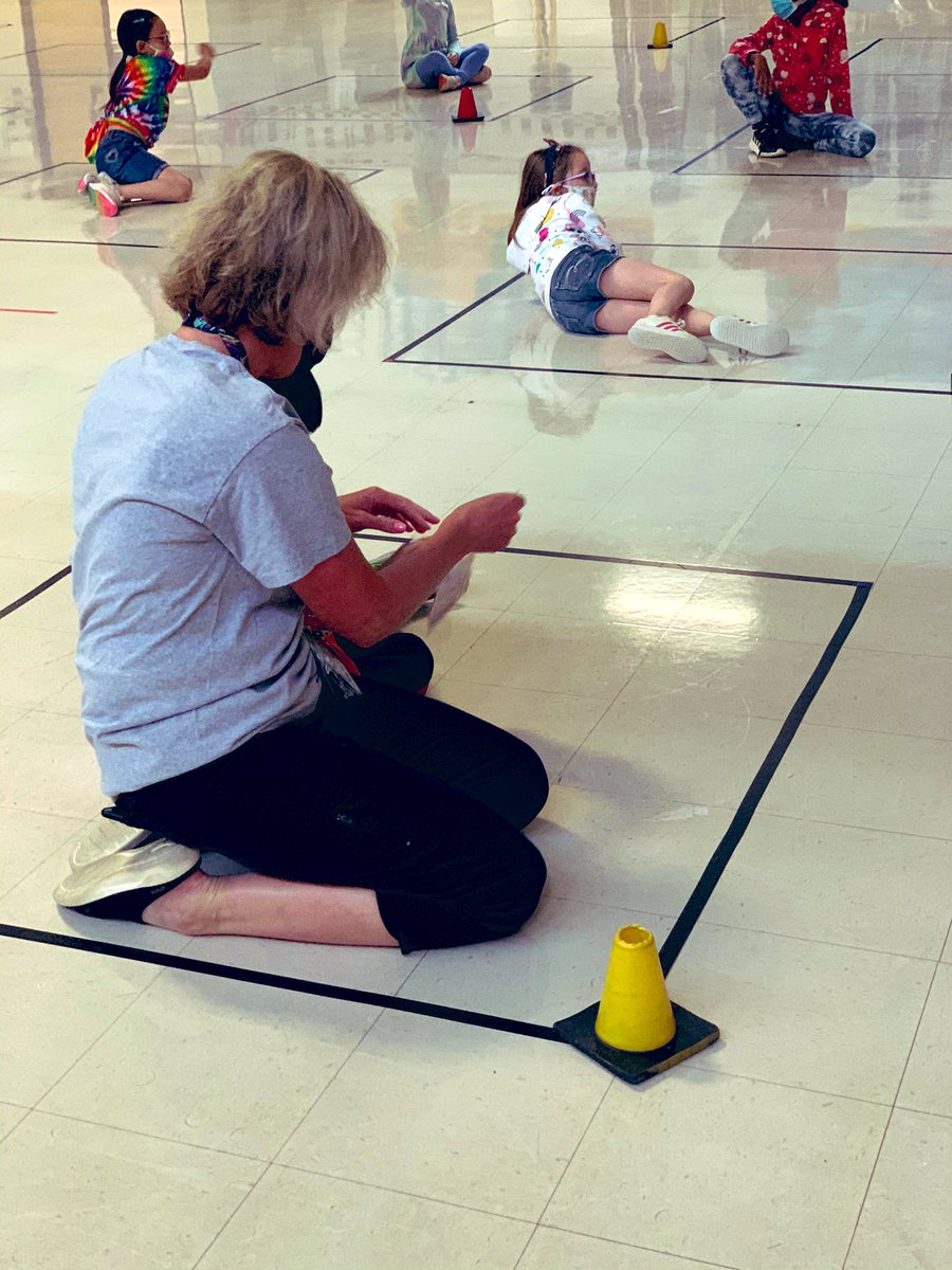 FCPSAdaptedPE's tweet photo. No gym no problem! #concurrent PE class in the cafeteria! #adultsupport can make all the difference esp. when using #visualcuecards. Fun, interactive game that all students in the #hybrid model can be active & learning. @jquerryFCPSPE @OGESDolphins @FCPS_ElemHPE @FCPSMaryland https://t.co/WdKwyJdXbH