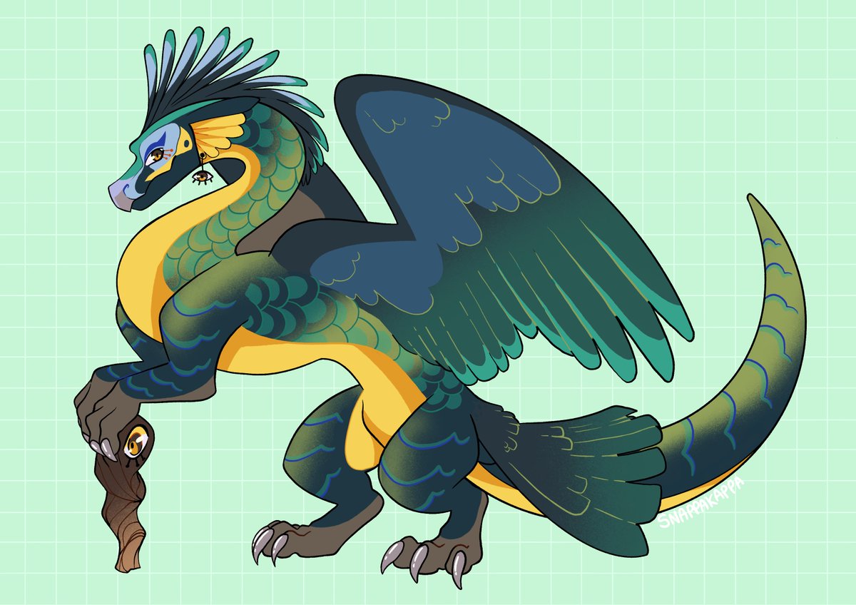 RT @SNAPPAKAPPA: [ commission ]

Completed custom dragon design for @honeynuggs! A handsome peacock dragon~ https://t.co/AfKdEc3MuZ