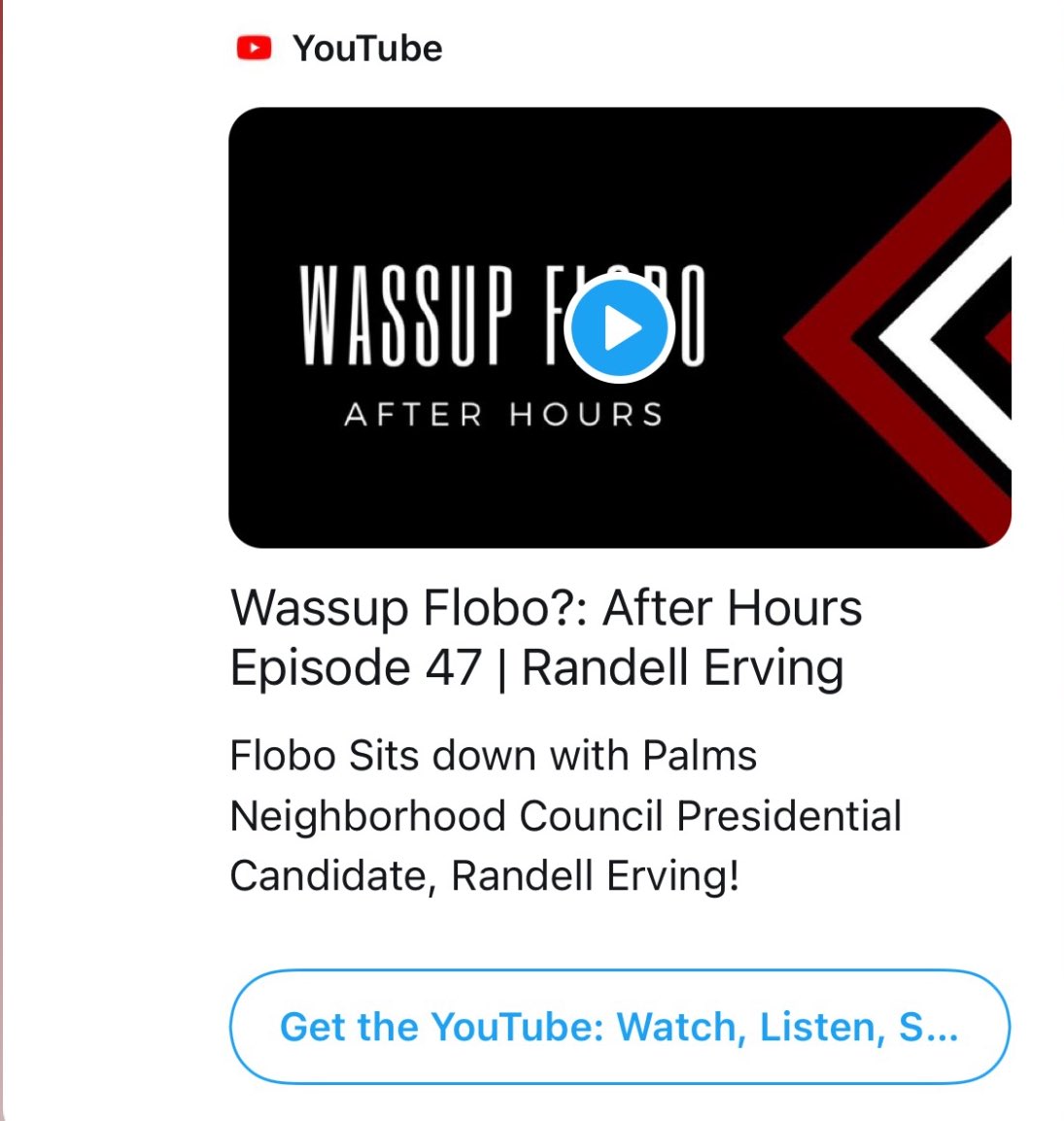 PalmsForward's tweet photo. Did you miss Wassup Flobo? After Hours Episode 47 with our candidate for President Randell Erving last night?
Check out the recording ▶️ https://t.co/FVDeRWFrga https://t.co/1rtD2UsMni