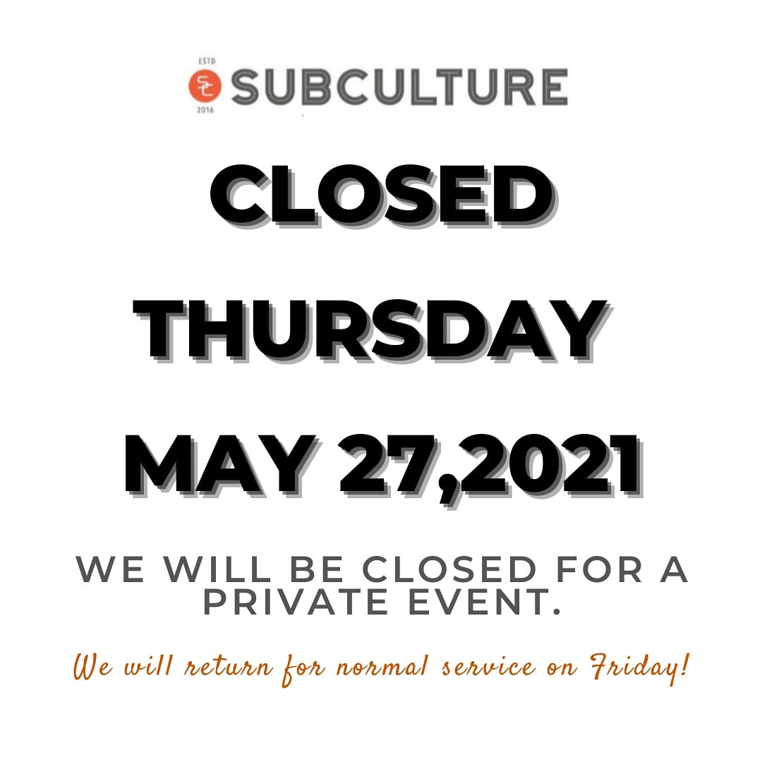 SubcultureCafe's tweet photo. 🚨FYI🚨
Thursday we will be doing a private event at the shop. 
We'll see ya Wednesday or Friday! https://t.co/1XcAOSH8Vi