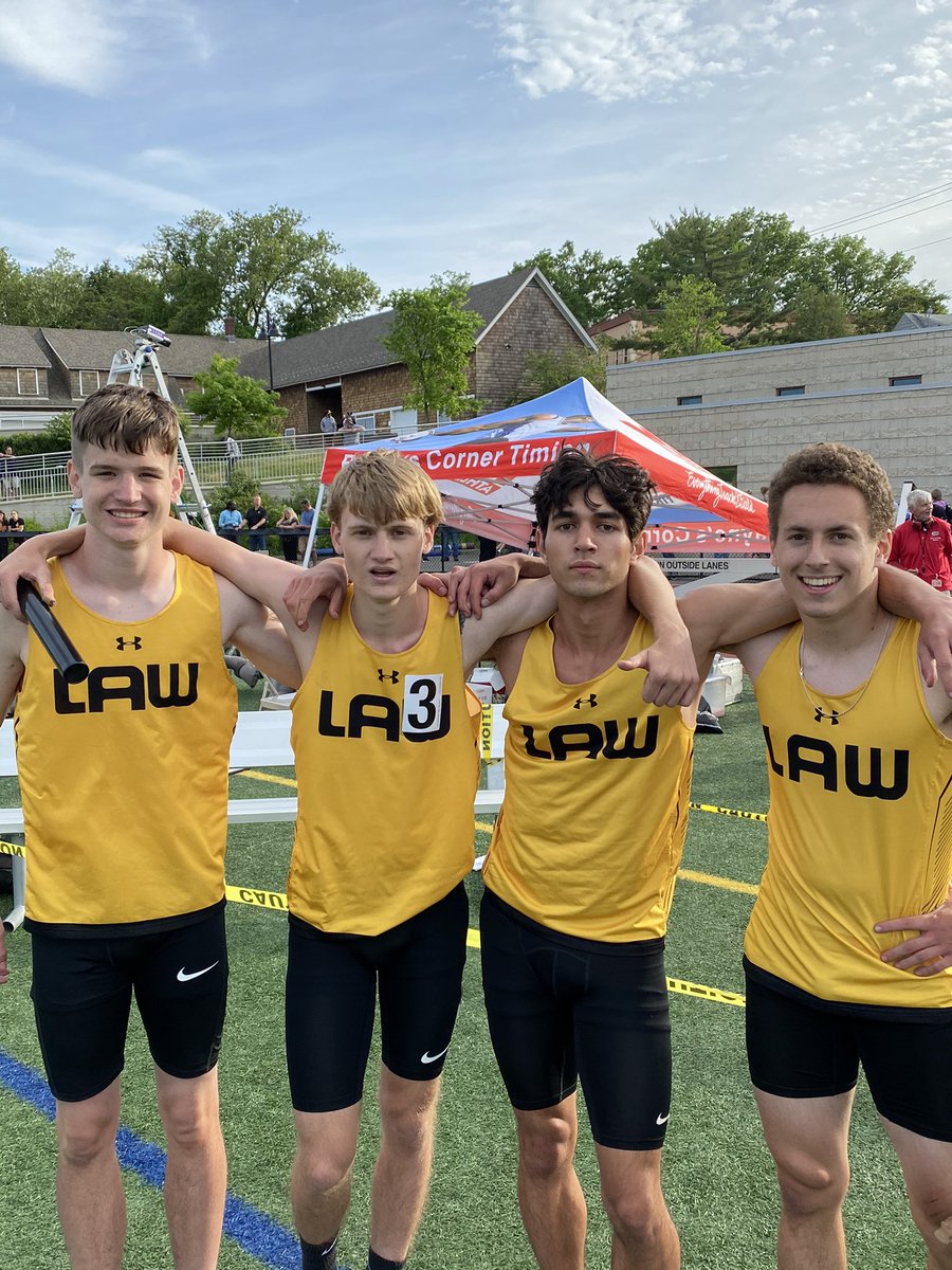 JLHSTrack's tweet photo. Law boys 4x400 break the school record and take 2nd place in an extremely fast and close race with a 3:27.94 (Thomas Bretthauer, Ethan Harrigan, Jackson Warters, Chris Wootton) @JLHSAthletics @blox354 @jlawadvocate https://t.co/s311eXr09y
