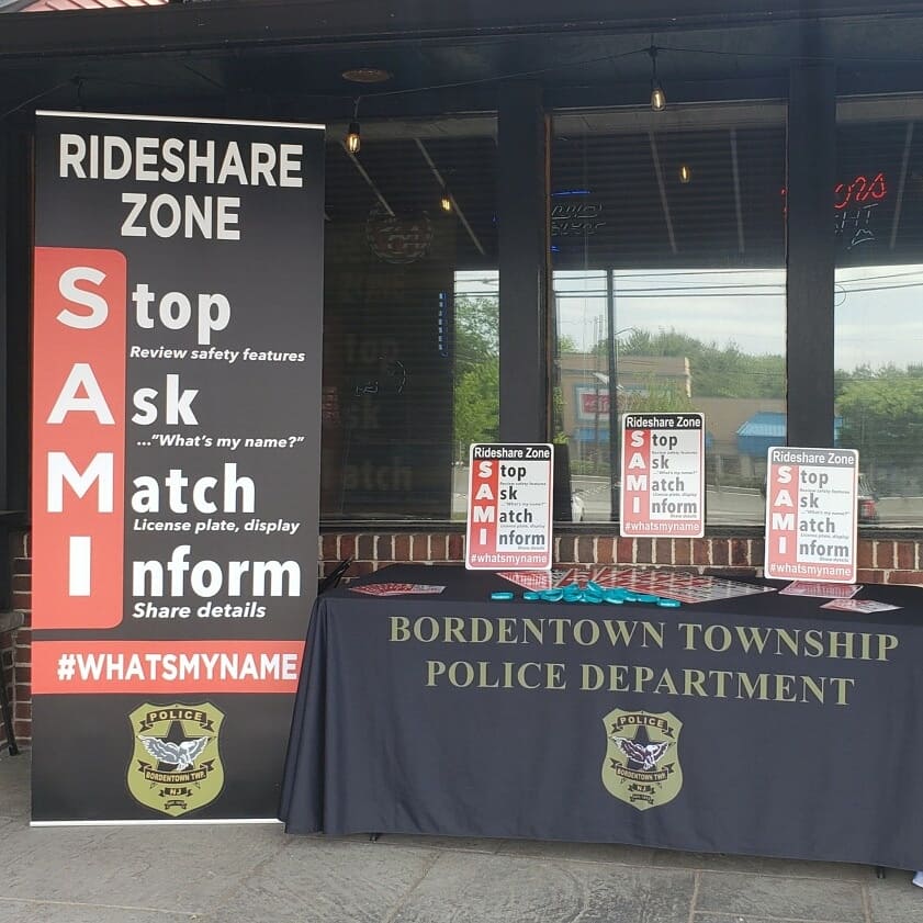 township_police's tweet photo. Today we kicked off a rideshare safety campaign with all our local bars/restaurants and the #whatsmyname foundation. #ridesharesafety, #samistrong, #communitypartnerships https://t.co/0ruhI4waj2
