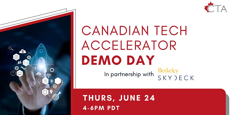 Canada in SF 🇨🇦 (@cancgsf) on Twitter photo Join us on June 24th for our first CTA Demo Day in partnership with <a href="/BerkeleySkydeck/">Berkeley Skydeck</a>. 🇨🇦 startups from CTA Digital #SiliconValley & CTA Cybersecurity will showcase their innovations.
Details & RSVP: bit.ly/3hTk1YH
#cdntech #ctaconnects Join us on June 24th for our first CTA Demo Day in partnership with <a href="/BerkeleySkydeck/">Berkeley Skydeck</a>. 🇨🇦 startups from CTA Digital #SiliconValley & CTA Cybersecurity will showcase their innovations.
Details & RSVP: bit.ly/3hTk1YH
#cdntech #ctaconnects