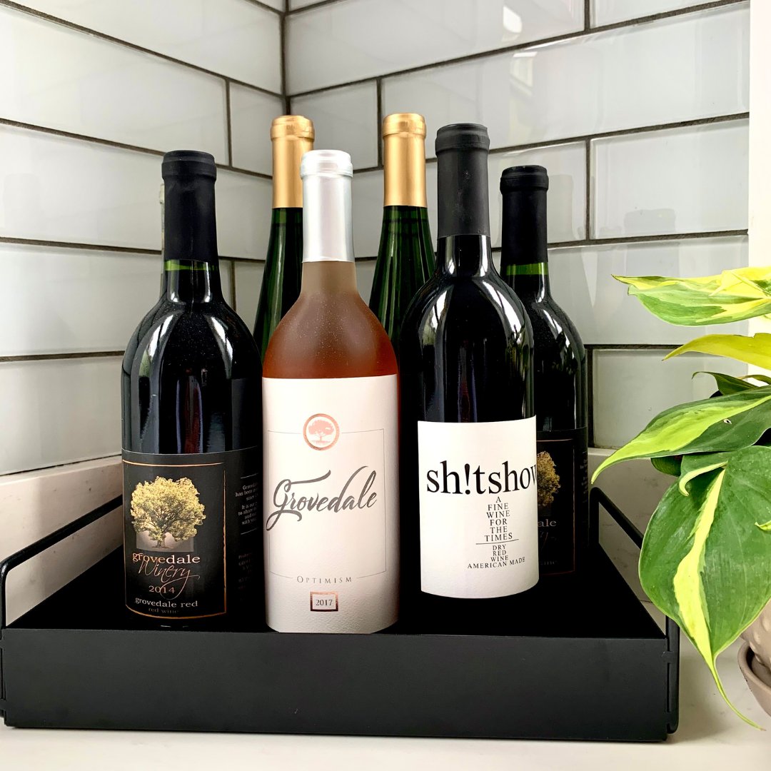MadeWithMerit's tweet photo. It's #NationalWineDay and we're raising a glass to one of our favorite clients, @GrovedaleWinery! They have a beautiful selection of local wines, and also created Sh!tshow, the aptly-named fine wine for the times. Meanwhile, we're over here trying to decide which to open first... https://t.co/N2NNmVpgVK