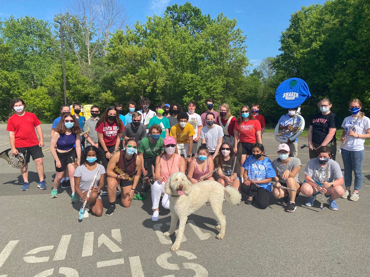 It just wouldn’t be a Shaker Marching Band rehearsal without a visit from our biggest local fan: Blitz! 💙