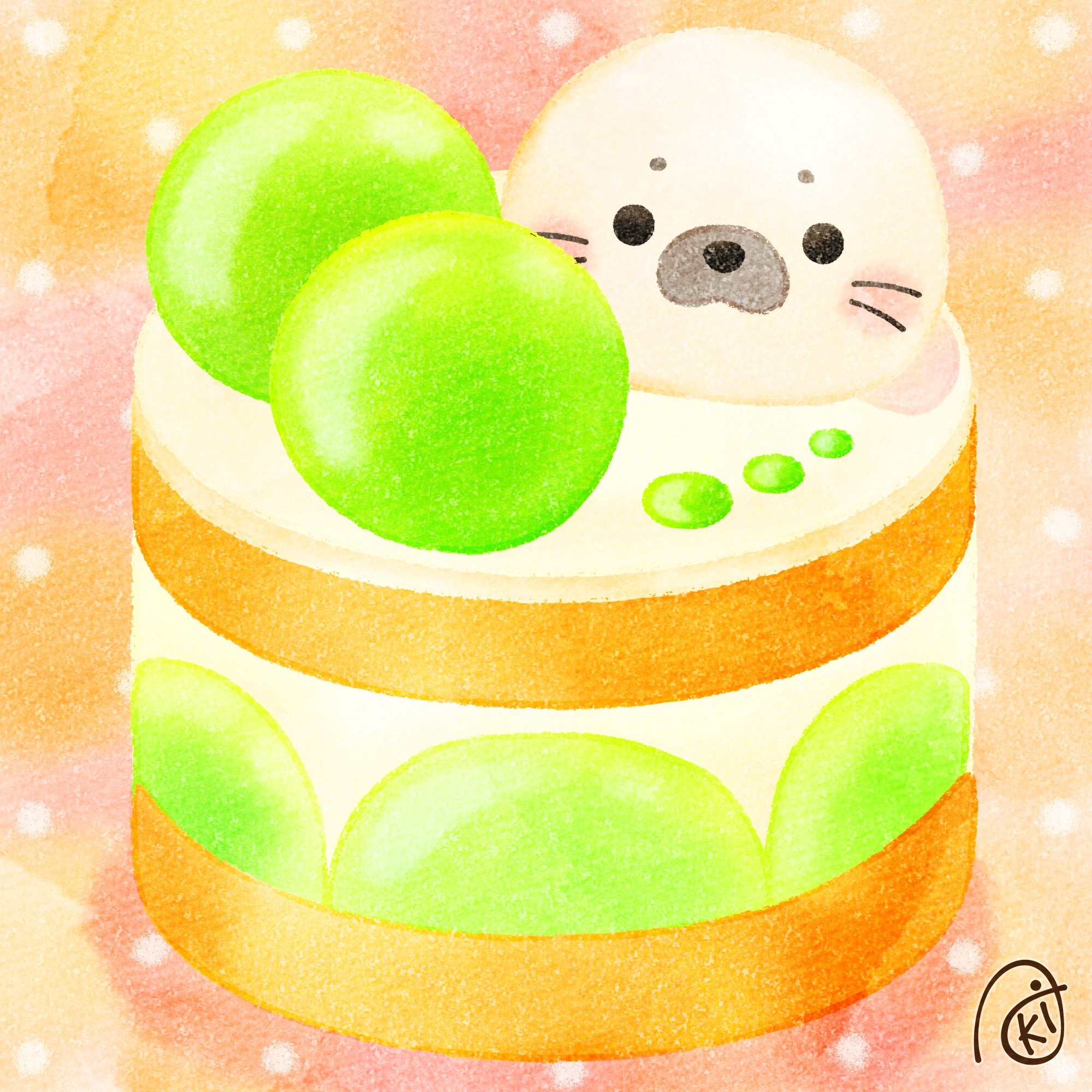 تويتر Aki على تويتر メロンケーキ イラスト お絵描き アザラシ メロンケーキ T Co Noa7rqpgh1