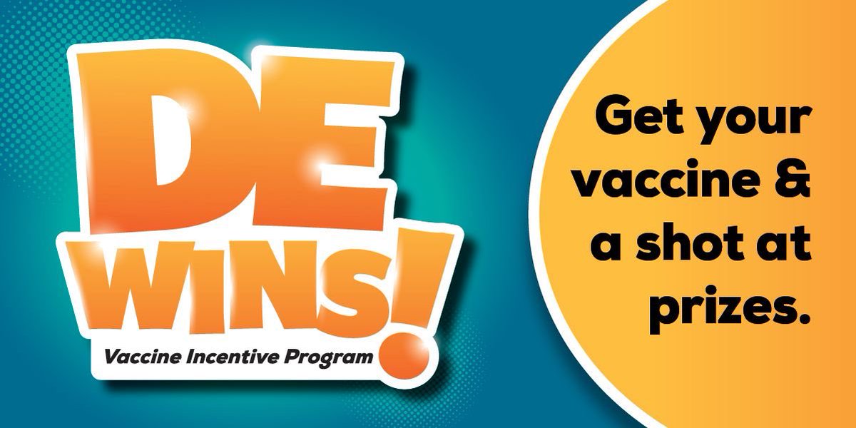 JohnCarneyDE's tweet photo. Delaware wins when everyone gets vaccinated. That’s the bottom line. 

Get your vaccine by June 29 and get a shot at prizes. 

➡️ https://t.co/DM1RVNmBbT https://t.co/QWflTcTXzO