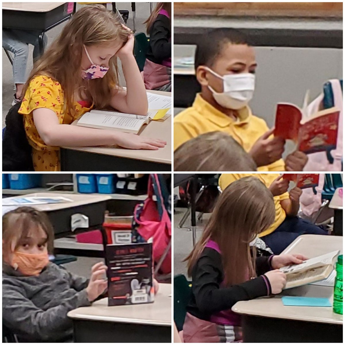 PennLincolnElem's tweet photo. There's nothing like a good book. These 3rd graders were so into their books that they didn't even notice they were caught on camera... mostly.😉 #PLSTEAM #PLREADERS https://t.co/EbtxXh3m7B