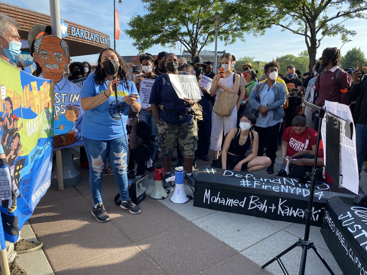 JesusGonzalezNY's tweet photo. On anniversary #GeorgeFloyd was murdered, my lil niece Jolie, who’s 14 yo, stands with families who lost loved ones to police violence - & opens with a powerful speech at the march for justice in #Brooklyn to demand the @NYCCouncil #DefundNYPD & get #CopsOutofSchool! Let’s go!!! https://t.co/zOs3hG2oiw