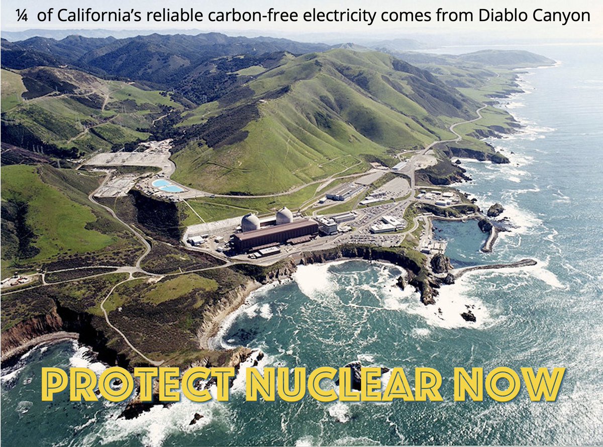 nuclearny's tweet photo. @GavinNewsom What if you prevent the premature closure of #DiabloCanyon, which already provides 1/4 of CA reliable carbon-free energy? It already exists, so we know it works, and there's no construction cost. #Nuclear4NetZero #ProtectNuclearNow #StandUp4Nuclear https://t.co/UWN9Ov1knq