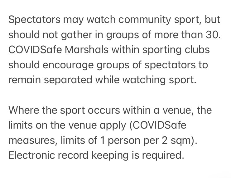 🚨 An update on COVID restrictions &amp; community sport.