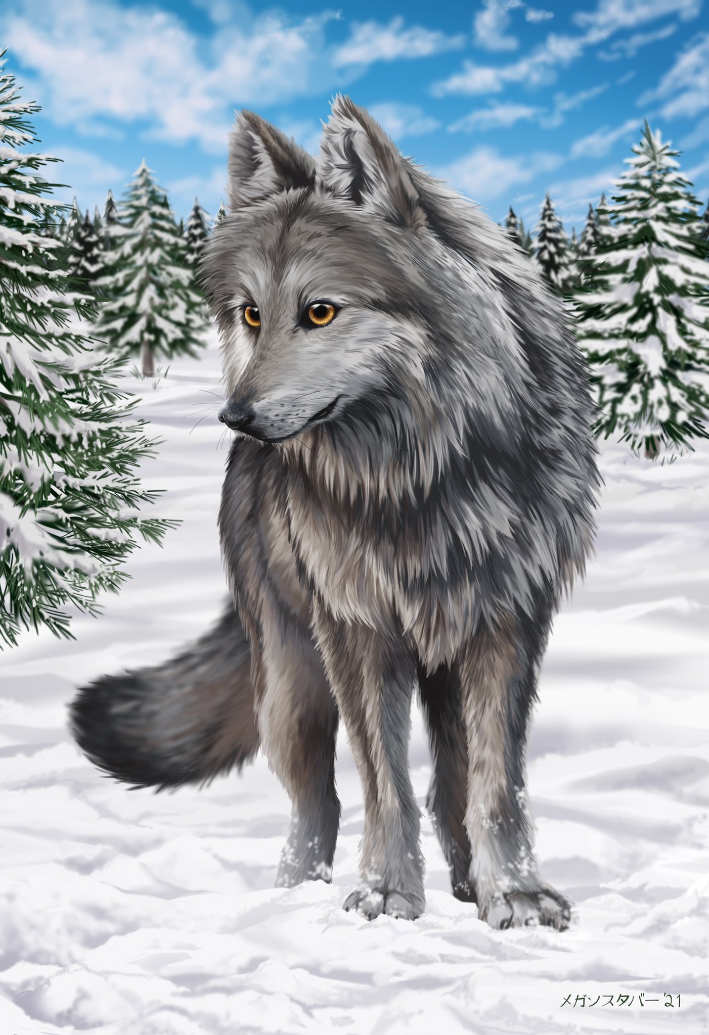Mega Mouse Arts Here Is My New Drawing Of A Wolf In A Snowy Forest The Wolf Head In The Comparison Photo Is From 15 Or 16 I Hope You