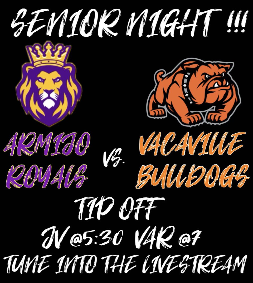 Tune in to the livestream tonight to see our seniors in the last home game of their careers! We have 9 amazing seniors who have worked so hard! #RoyalsBball