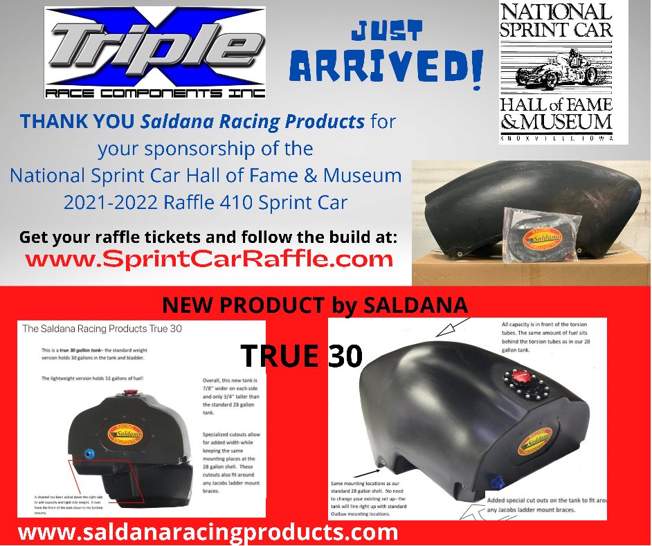 TripleX Race Co (@xxxraceco) on Twitter photo Thank you <a href="/SaldanaRacing/">Saldana Racing Prod.</a> for your support of the <a href="/sprintcarhof/">National Sprint Car Hall of Fame & Museum</a> 2021-2022 Raffle 410 Sprint Car Thank you <a href="/SaldanaRacing/">Saldana Racing Prod.</a> for your support of the <a href="/sprintcarhof/">National Sprint Car Hall of Fame & Museum</a> 2021-2022 Raffle 410 Sprint Car