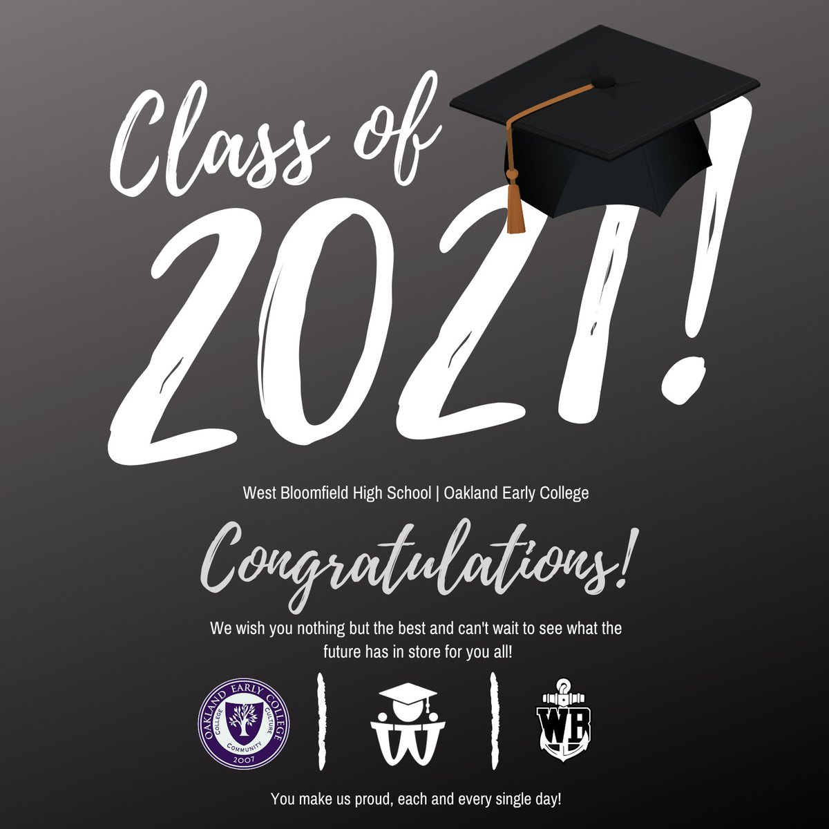 Recently, members of the Class of 2021 at West Bloomfield High School and Oakland Early College celebrated final last day as students in the district. While this was not the senior year any of them imagined, we could not be prouder of these students. Congrats WB Class of 2021!