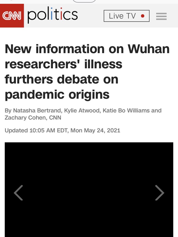 But it wasn’t just NYT. There’s a lot of ammo from  @CNN, too. Not even two months ago, they ran a piece writing off the lab leak theory as “like something out of a comic book.”Yesterday, the tone had changed, without any reference to their own role in the previous debate.