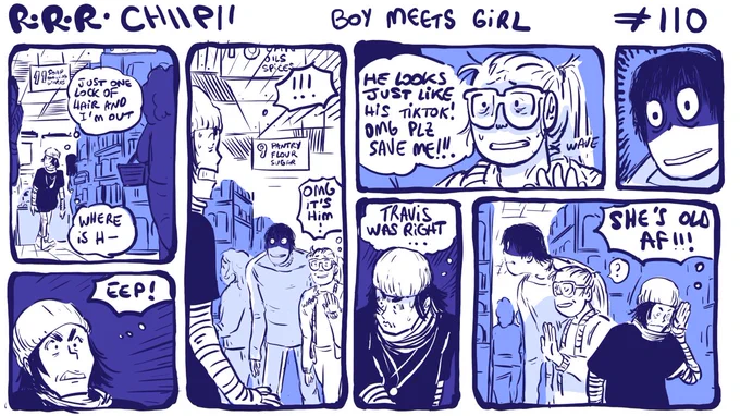 #rodneyRrodney chapter 11 page 11 👦👧 strip 110 : boy meets girl. WOW ok last strip was posted last week... I need ot get my schedule back under control ToT 