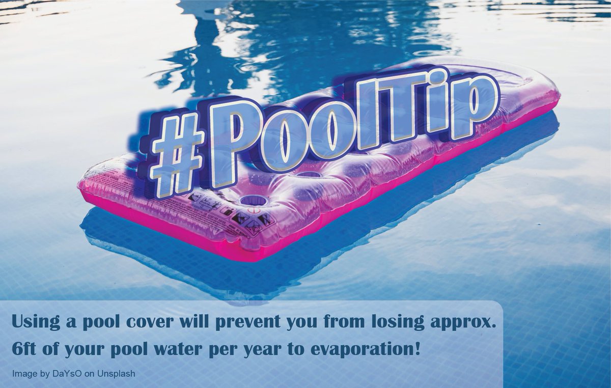 azwater's tweet image. #PoolTipTuesday Install a pool cover to prevent water evaporation from your pool! In Phoenix and Tucson, the average evaporation rate is approximately 6 feet per year. 90%-95% of pool and spa water lost to evaporation can be saved by using a pool cover. ow.ly/eVrM50EVgq3