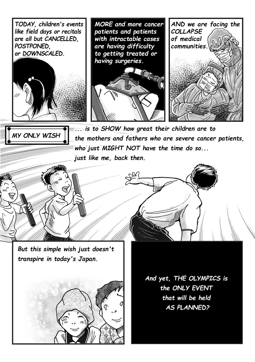 I am a Japanese cancer patient. This manga was drawn based on my experience. Please read it and please know what is currently happening in Japan. Retweet with hashtag #SaveLivesNotTheOlympics 