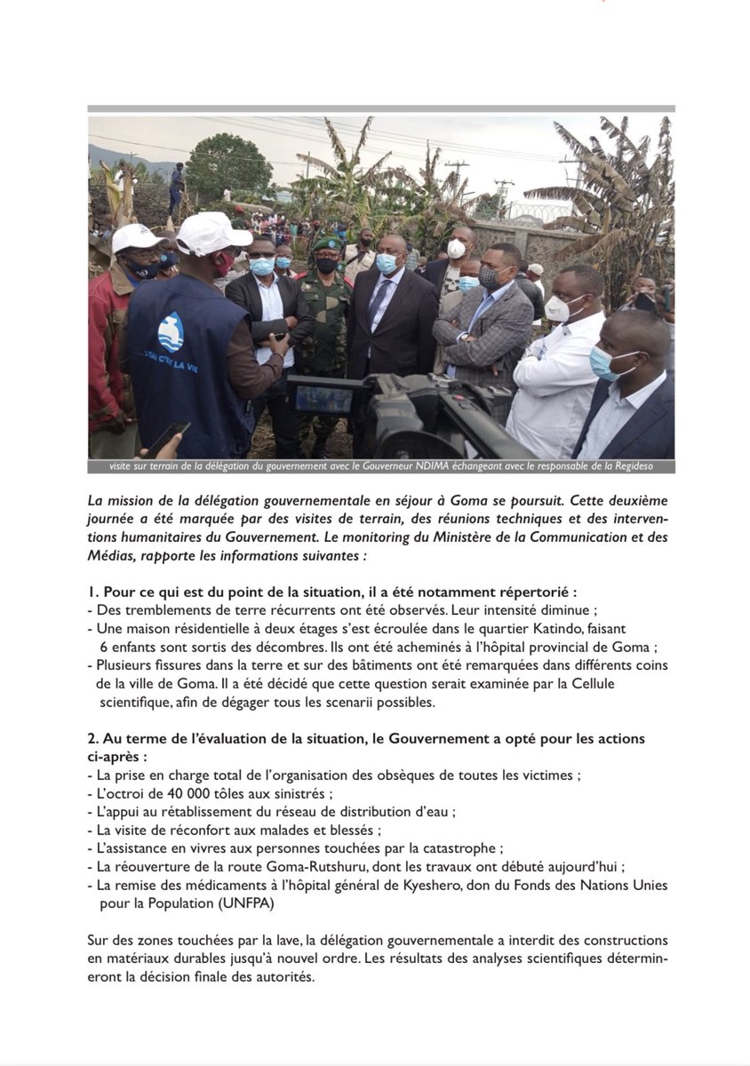 Com_mediasRDC's tweet photo. #RDC #EruptionNyiragongo Des tremblements de terre récurrents ont été observés le mardi 25 mai 2021. Toutefois, leur intensité diminue progressivement. #Monitoring - @PrimatureRDC https://t.co/vwXRJASGjB