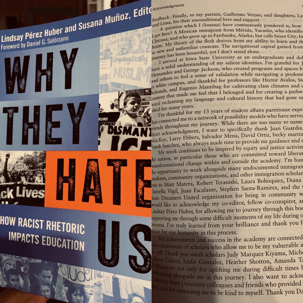 DrStephenSR's tweet photo. Just received my copy in the mail! Thanks to the brilliant Dra. Lindsay Pérez Huber, Dra. @SusanaPhD and all chapter collaborators. Thanks for the shoutout, Susana. It’s a honor getting to work and learn alongside you ✊🏽. Grab your copy, y’all! #WhyTheyHateUs #RacistNativism https://t.co/X2dRstKm0X
