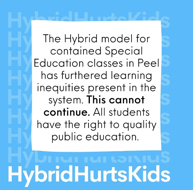Since September @PeelSchools Special Education contained classes have been using the hybrid model for teaching and learning. Ridiculous. #studentsdeservebetter #HybridHurtsKids #PDSBMtg #ETFO #onted #onlab @ETFOPeel