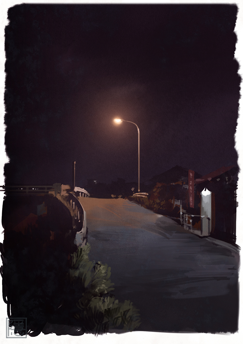 船隠 Twitterissa 静かな夜の街灯が好きです 風景イラスト T Co 9drhc9i2r9 Twitter
