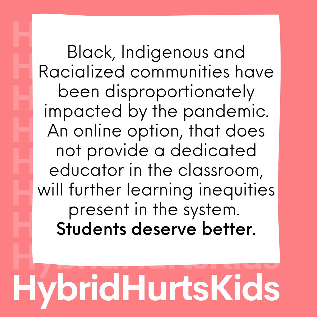 With Ms Jewell last week and @PeelEML, as a class we have been exploring how to solve equity problems.
Knowing this is one, our class would ask if @PeelSchools can find a solution that doesn't marginalize some students. #HybridHurtsKids #PDSBMtg #StudentsDeserveBetter @ETFOPeel