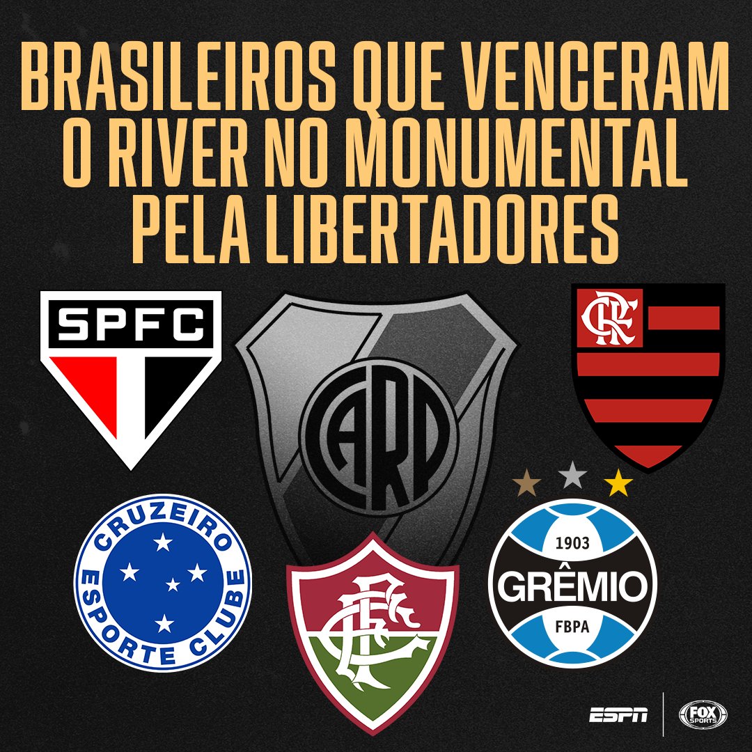 SportsCenterBR's tweet photo. RT QUEM JÁ VENCEU O RIVER PLATE NA LIBERTADORES EM PLENO MONUMENTAL! #LibertadoresFOXSports https://t.co/lRdI95DoZ9
