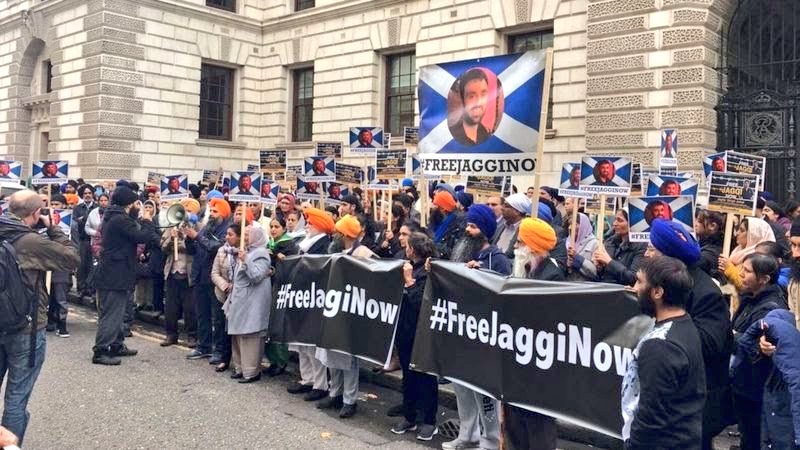 RT @Jasmeet09409326: Hundreds of people protested outside the Foreign Office
#FreeJaggiNow https://t.co/QO4jMGG6Jn