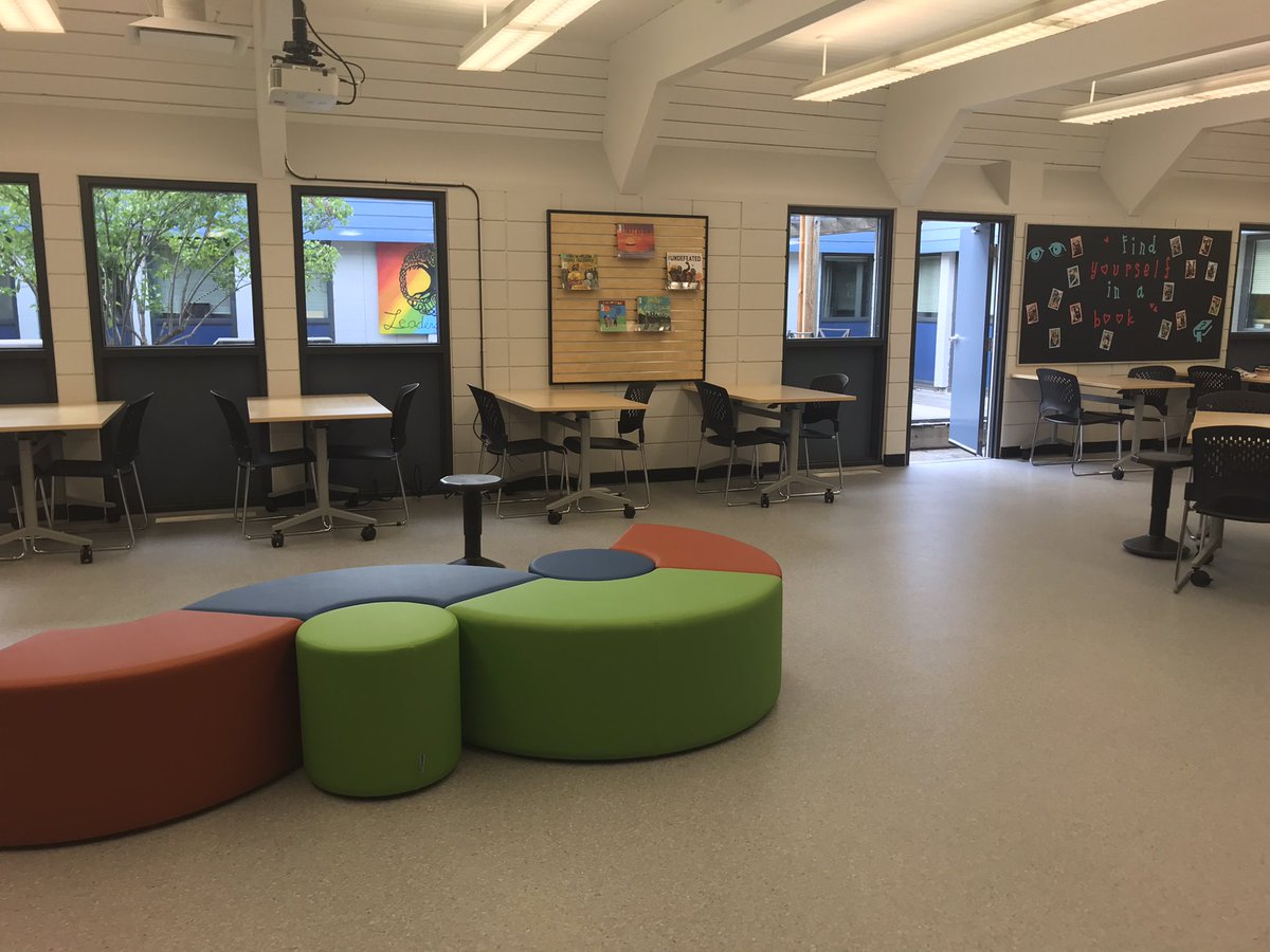 barrsec's tweet photo. The big library reveal. We can’t wait any longer to share this space with a wider audience. We have a vibrant collection, a bright space and a hub for activity in our school! Thank you @Kamloops_SD73 Legacy Grant and crew who did the work... &amp; are still finishing up loose ends. https://t.co/LlgENiqfTQ